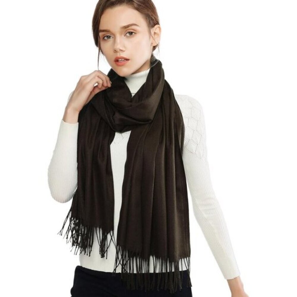 ⚡Women Caramel Pashmina Shawls Evening Dress Bridesmaid Winter Warm Long Scarf